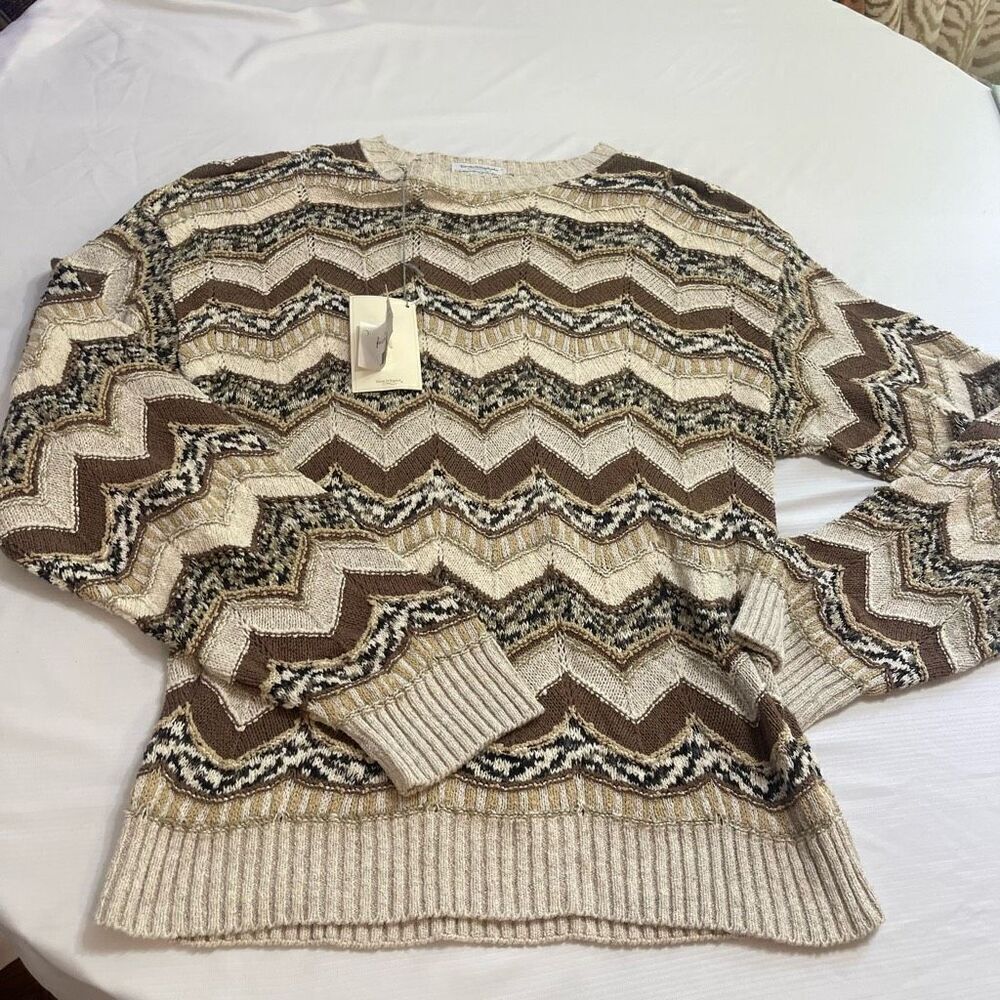 NWT Tricots St. Raphael Ikat Waves Crewneck Knit VTG Sweater Size Large New